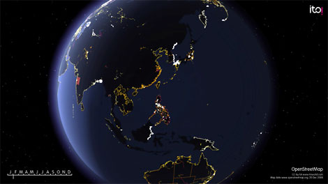  Frame of the OSM 2008 video showing the Asia-Pacific area.