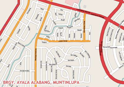  OpenStreetMap map of Brgy. Ayala Alabang in Muntinlupa showing parts of Ayala Alabang Village and Filinvest Corporate City.