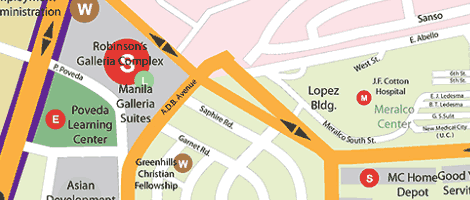  Section of the “Manila Road Map” showing the error along Ortigas Avenue.