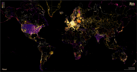  OpenStreetMap activity in 2008