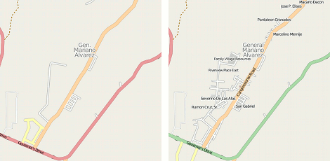  Before-and-after map of Gen. Mariano Alvarez