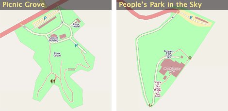  OSM maps of Picnic Grove and People’s Park in the Sky