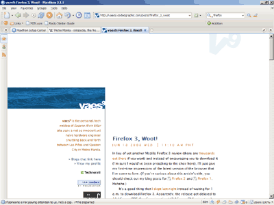  Screenshot of Maxthon showing a post from my blog buggily.