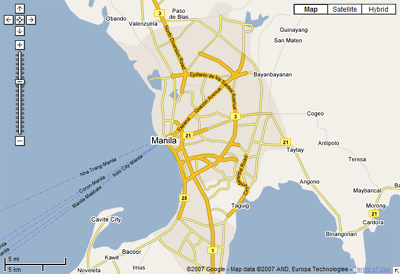  Screenshot of Google Maps showing the “street maps” of Metro Manila.