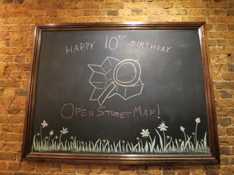 The OSM 10th Anniversary blackboard greeting