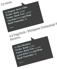  Screenshot of the Ratified.org website showing vaes9 at #23 and Yugatech at #24.