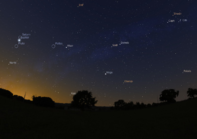  Screenshot of Stellarium showing a realistic twilight.